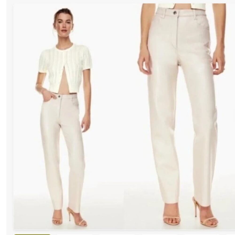 EUC Wilfred Aritzia faux leather Ivory Cream Pants Size 6